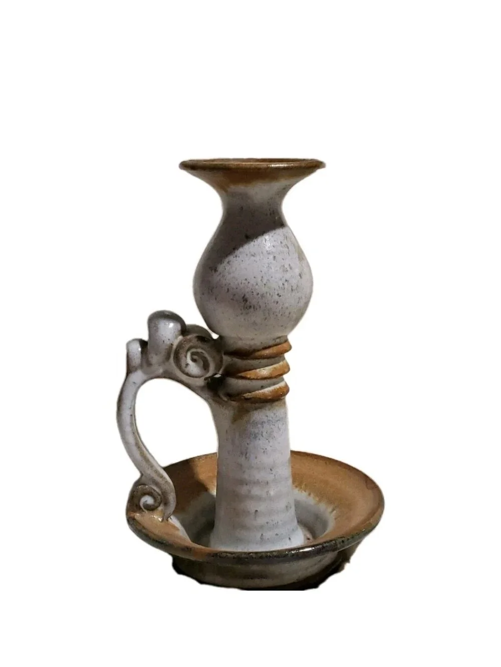 Vtg Mahon Made Stoneware MMS Signed Marked Chamberstick Candle Holder